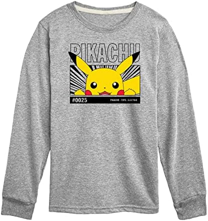 Hibrit Giyim-Pokémon-Pikachu'ya Bakmak-Çocuklar Uzun Kollu Tişört