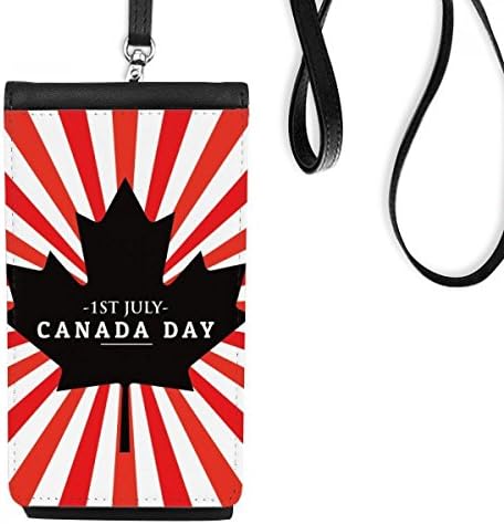 Mutlu Kanada Günü 4 Temmuz Siyah Akçaağaç Telefon Cüzdan çanta Asılı Cep Kılıfı Siyah Cep