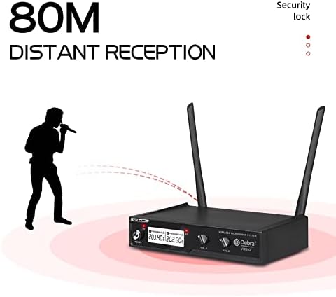 D Debra Ses VM302 VHF Kablosuz Mikrofon Sistemi ile Çift El Mic XLR Arayüzü Var, 80 M Aralığı, ev Karaoke Düğün Konferans Konuşma için