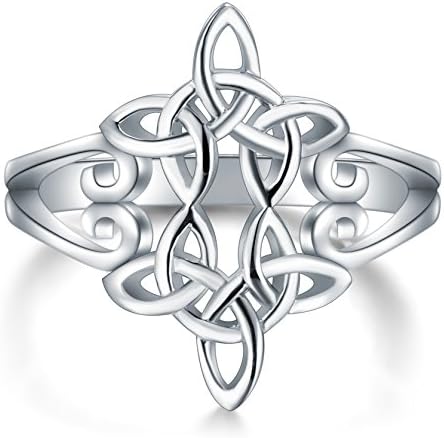 BORUO 925 Ayar Gümüş Yüzük Celtic Knot Kalp Çapraz Yüksek Lehçe Kararmaz Dayanıklı Sonsuzluk Düğün Band üst üste takılabilir bilezik