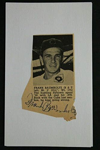 Frank Baumholtz (ö.1997) Chicago Cubs İmzayı Kesti 3x5 Resimli Haber Klibi-MLB İmzaları Kesti