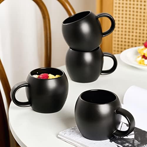 LYEOBOH Kahve Kupalar Set Porselen Kahve Fincanları, 14 OZ Kahve Kupalar Seramik Çay Kupa için Sıcak Kakao, Diner, seramik Büyük Latte