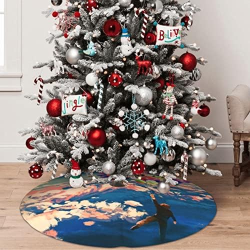 Noel Ağacı Etek 48 - Adam Uçan Renkli Balonlar ile Noel Ağacı Mat Noel Dekorasyon için Yeni Yıl Partisi Tatil Süsler
