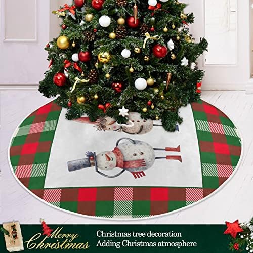 Oarencol Noel Kardan Adam Buffalo Kırmızı Yeşil Beyaz Ekose Noel Ağacı Etek 36 inç Noel Tatil Parti Ağacı Mat Süslemeleri