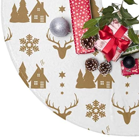 Altın ve Beyaz Ren Geyiği Kış Sahne Noel Ağacı Etek-Zarif-Trendy-Klasik-Noel-yılbaşı dekoru