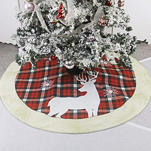 AGHH Noel Ağacı Etek Süslemeleri Noel Ağacı Etek Ekose Elk Kar Tanesi Ağacı Desen Etek Noel Süslemeleri Ev Tatil Partisi için