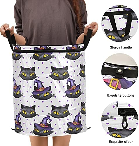 Cadılar bayramı Siyah Kedi Pop Up çamaşır sepeti kapaklı Katlanabilir Depolama Sepeti Katlanabilir çamaşır torbası Kamp Ev Organizasyonu