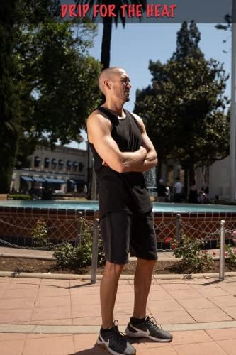 ShirtBANC Damla Kesim Uzun Tankı Üstleri Erkekler için Hipster Kavisli Hem Dropcut Tankları