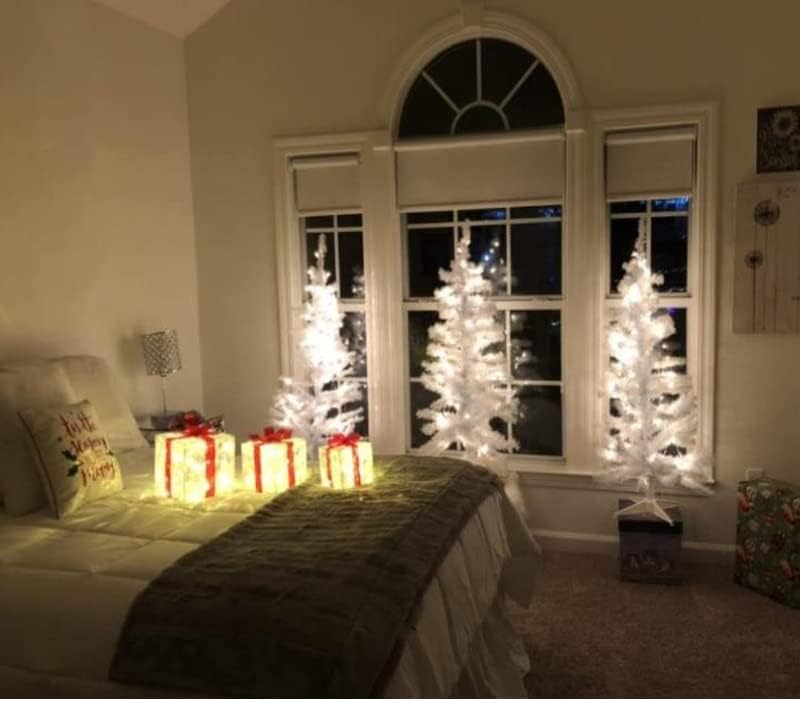 JZRH noel ışıkları hediye kutusu, noel süslemeleri, sıcak ışık, katlanabilir, kapalı ve açık Noel ağacı parti tatil dekorasyon için