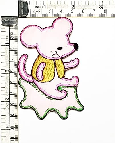 Kleenplus Fare Sıçan Sevimli Pembe Karikatür Çocuk Çocuk İşlemeli Demir On Rozeti Dikmek Kot Ceketler Çanta Sırt Çantaları Gömlek Çıkartmalar