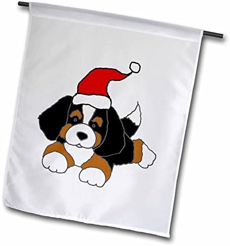 3dRose Komik Bernese Dağ Köpeği Yavrusu Noel Baba şapkası Noel - Bayraklar (fl_354172_1)