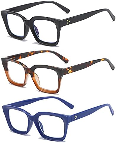 DXYXYO okuma gözlüğü 0.50 kadın mavi ışık engelleme erkekler büyük boy kare bilgisayar okuyucular 3 Paket moda Oprah tarzı
