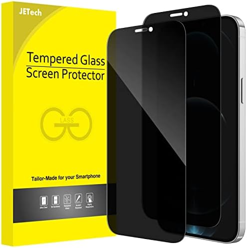 JETech Gizlilik Tam Kapsama Ekran Koruyucu iPhone 12 Pro Max 6.7 inç, Anti-Casus Temperli Cam Filmi, Kenardan Kenara Koruma Çantası