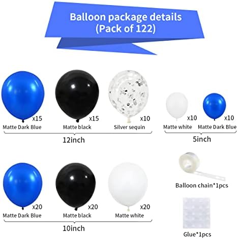 Kraliyet Mavi Siyah Gümüş Beyaz Balon Kemer Garland-122 ADET Mavi Siyah Gümüş konfeti balonları video oyunu Parti Malzemeleri Çocuk