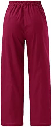 Gündelik kadın pantolonları Boyutu 16 Bayan Düz Renk rahat pantolon Çiçek Baskılar Pantolon Elastik Bel Cepler Geniş