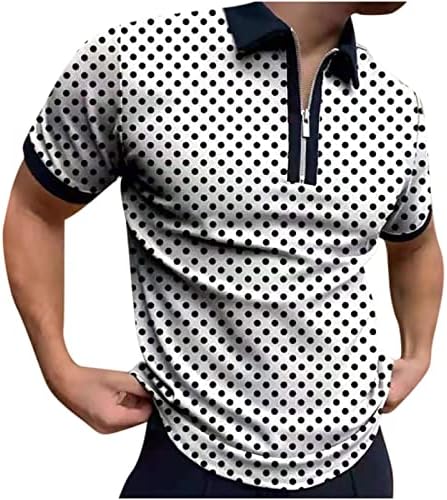 QTOCIO erkek Kısa Kollu polo gömlekler Çeyrek Zip Casual Slim Fit Mock Boyun Temel Tasarlanmış Gömlek Balıkçılık Rahat Gömlek Bluz