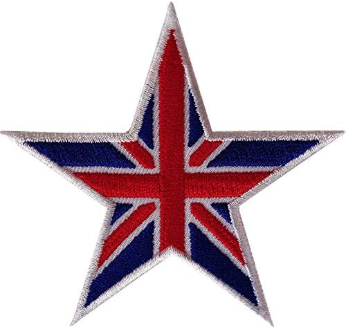 İngiltere Bayrağı Yıldız Yama İşlemeli Demir Dikmek Union Jack İngiliz Rozeti Aplike