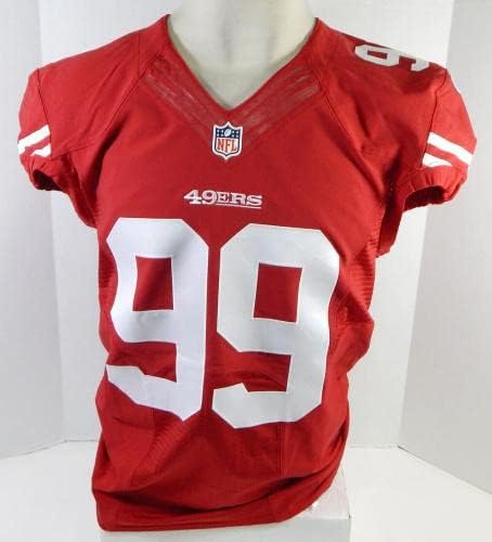 2014 San Francisco 49ers Aldon Smith 99 Oyunu Yayınlandı Kırmızı Forma 44 DP28478 - İmzasız NFL Oyunu Kullanılmış Formalar