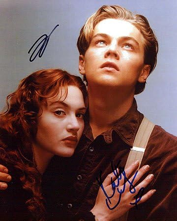 TİTANİK (Kate Winslet ve Leonardo DiCaprio) 8x10 Oyuncu Fotoğrafı Şahsen İmzalandı