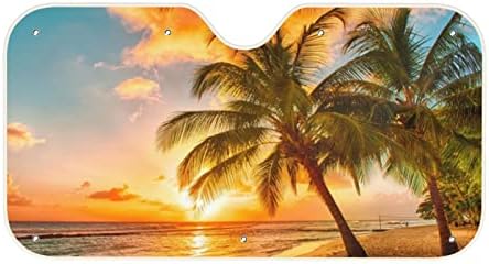 Tropikal Palmiye Ağacı plaj araç ön camı Güneş Gölge Güneşlik Kapak Ön Cam Katlanır Fit Kamyon Sedan SUV Çoğu Araç 30 * 55