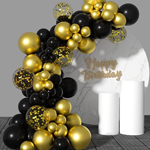 TUPARKA 12 inç Siyah Altın konfeti balonları Kiti 60 Paket Metalik Altın Siyah Parti Balon Doğum Günü Mezuniyet Bebek Duş Düğün Yıldönümü