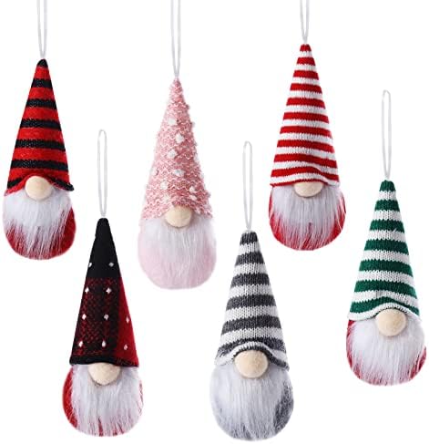 ITAPTRİ 6 PAKETİ 6 inç Gnome Noel Süsler, El Yapımı İsveç Peluş Santa Elf Noel Asılı Ağaç Süsler Noel ev noel dekoru