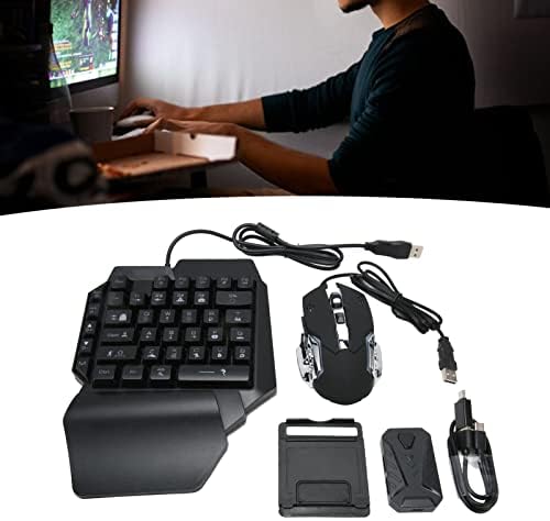 Bir El Oyun Klavye ve Fare Combo, RGB Arkadan Aydınlatmalı Yarım Handed Mekanik Tuş Takımı, USB Kablolu Klavye Fare ve Mouse Pad Seti