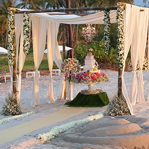 Düğün Tavan Perdeler 5 ft x 20 ft Uzun Beyaz Şifon Dökümlü Kumaş Düğün için Şifon Kemer Perdeler Kumaş Sırf Perdeleri Düğün Töreni