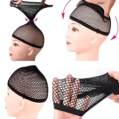 3 Paket elastik örgü Net peruk Kapaklar kadınlar için açık uçlu peruk kap uzun ve kısa Saçlar için (3 paket, Siyah)