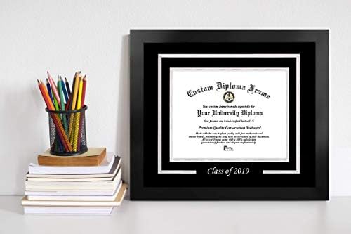 Kutlama Çerçeveleri Sınıfı 2019 Tek Mat 10w x 8h Gümüş Kabartmalı Diploma Çerçevesi, Siyah