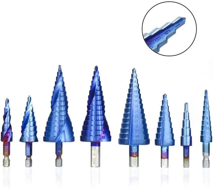 Çelik Matkap Uçları Spiral yivli Adım Matkap Ahşap/Metal Koni Matkap uçlarının Çekirdek delik Delme için mavi kaplamalı Yüksek hızlı