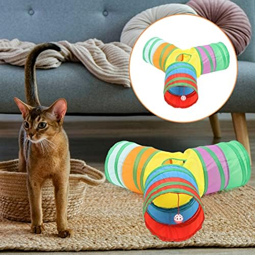 Ipetboom Yavru Oyuncaklar Yavru Oyuncaklar kedi tüneli Tüp Katlanabilir 3 Yollu kedi tünelleri Peluş ve Delikli Interaktif Pet Oyuncak