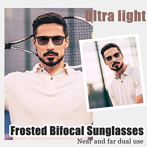 ESAVIA Bifokal Güneş Gözlüğü Erkekler için Wrap-Around Güneş Okuyucular Büyük Kare Geçiş okuma gözlüğü Parlama Önleyici UV400 Koruma