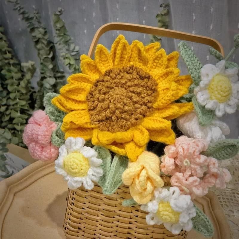 ZYJBM El Yapımı Buket Ayçiçeği Karışık Sepet Bitmiş Yün Çiçekler öğretmenler Günü Yaratıcı Hediye