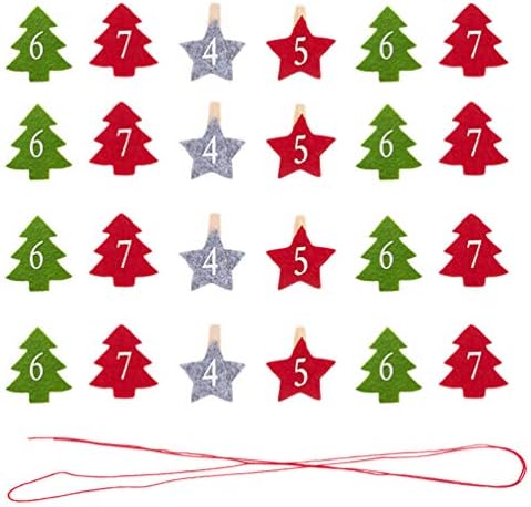 HEMOTON 48 adet Noel Clothespins Noel Ağacı Numaraları ile Noel Ahşap Klipler 1-24 Fotoğraf Klipleri DIY Fotoğraf Mandalları Mesaj