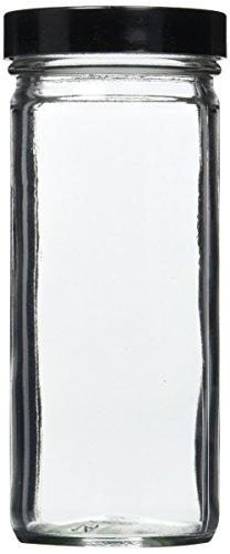 Qorpak GLC-01662 Uzun Düz Taraflı Kavanoz, 58-400 Siyah Fenolik Kağıt Hamuru/Vinil Kaplı Kapaklı, 8 oz (24'lü Paket)