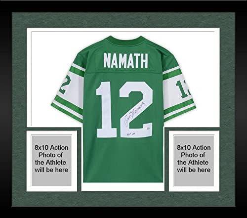 Çerçeveli Joe Namath New York Jets İmzalı Beyaz Mitchell & Ness Kopya Forması HOF 85 Yazıtlı-İmzalı NFL Formaları