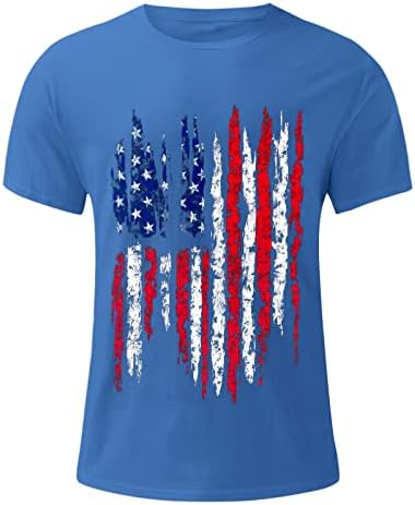 MIASHUI Erkekler Uzun Gömlek Erkek Bağımsızlık Günü Bayrağı Rahat Yumuşak ve Rahat Küçük Baskılı Pamuklu T Shirt Erkek Tee
