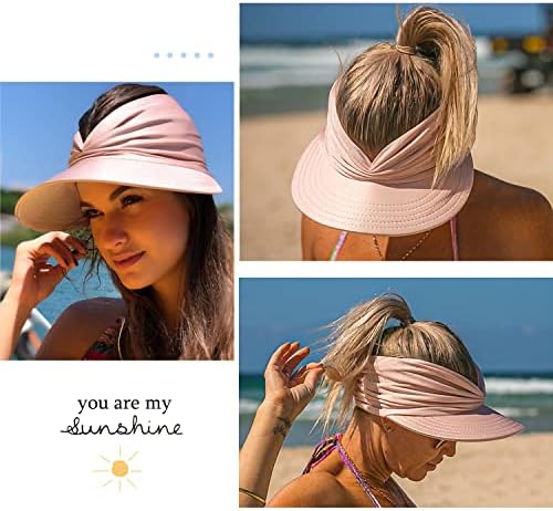 UTTPLL Kadın Saçakları Plaj Spor Yürüyüş güneş şapkaları UV Koruma Geniş Ağız Visor Açık Packable At Kuyruğu golf şapkaları
