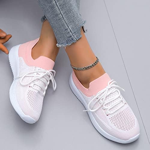 Bayanlar Moda Örgü Nefes Ayakkabı Hafif Colorblock Leopar Baskı Beyaz Yüksek Top Sneakers Kadınlar için