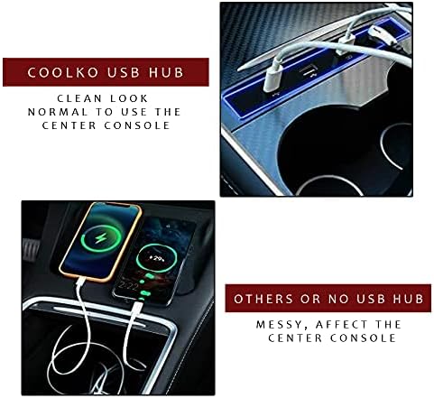 Tesla Multiport USB HUB 3.0 Yollu Splitter şarj portu Model 3 & Y Uzatma Kablosu Şarj Cihazı Yerleştirme İstasyonu / 1 Paket