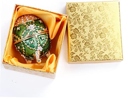 Homoyoyo Vintage Mücevher Kutusu Yüzükler için Mücevher Kutusu Yumurta Saklama Kutusu Emaye Yumurta Takı Çantası Bling Kristal Takı