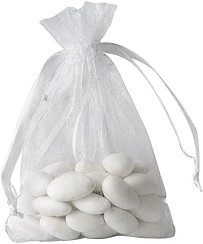 Balsa Daire 10 adet 4x6 İnç Beyaz Organze Hediye Şeker Favor Çanta İpli Kullanımlık Tedavi Torbalar Düğün Takı Depolama