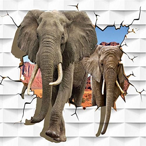 Clhhsy Su Geçirmez ve Çıkarılabilir Özel 3D Stereoskopik Hayvan Filler Kırık duvar resmi Çocuk Yatak Odası Oturma Odası Zemin Duvar