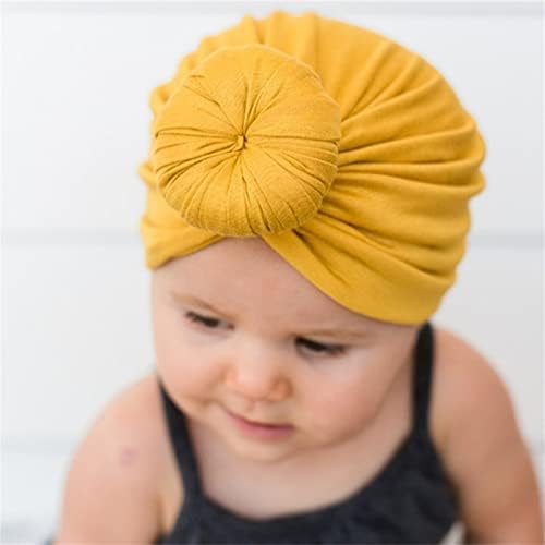 Bebek Türban Şapka Yay Kap Nefes Bantlar Çiçek Yay Erkek Kış Şapka Süper Yumuşak Bebek Aksesuarları (Sarı, Bir Boyut)