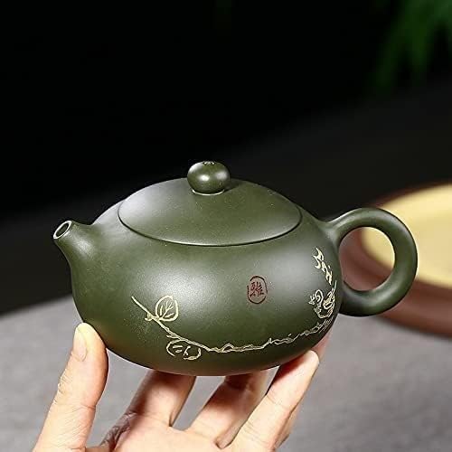 Mor kil saksı Ham Cevher Yeşil Kil Tam El Yapımı Düz Pot Yapımı Yeşil Çamur Drinkware çay seti Çaydanlıklar