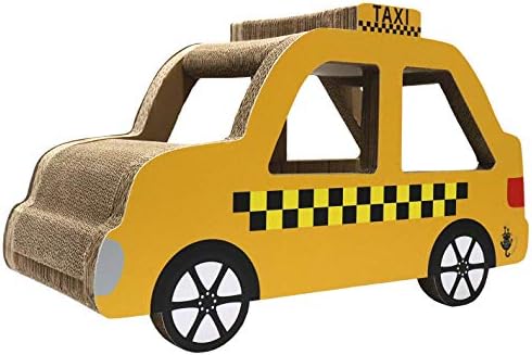 Çılgın Kedi binici Sarı Taksi Taksi XL 3D Kedi tırmalayıcı. Çoklu Kesim Açıklıkları ile Eğlenceli Renkli Tasarımlar. Dayanıklı Geri