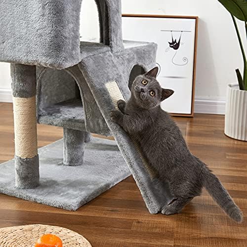 Kedi Ağacı Kedi Kulesi, Tırmalama tahtası ile 34.4 inç Kedi ağacı, 2 lüks kınamak, Yavru Kediler için Kedi ağacı, Sağlam ve Montajı