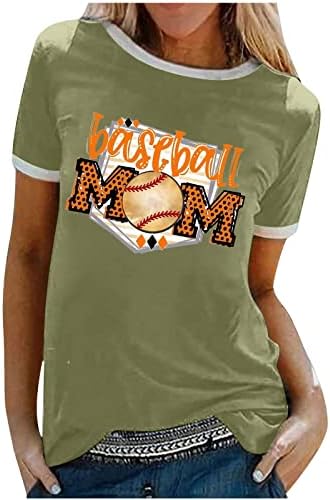 2023 Anneler Günü Üstleri Bayanlar Rahat Gevşek Beyzbol Anne Tee Gömlek Yaz Kısa Kollu Crewneck Tshirt Bluz