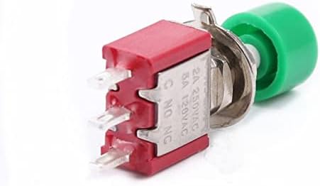 IENYU 1 ADET AC 2A/250 V 5A / 120 V 3 Pin SPDT Anlık Push Button Buton Anahtarı 1 NO 1 NC (Renk: Yeşil)